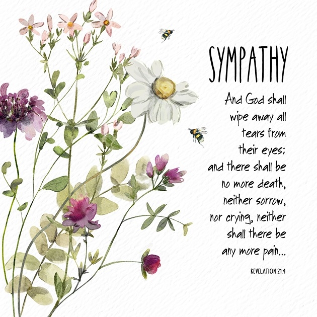 Sympathy Card - Purple Cosmos - Revelation 21:4