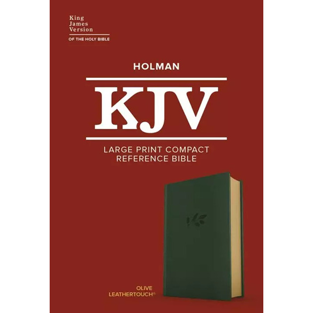 KJV Large Print Compact Reference Bible Olive Leather Touch